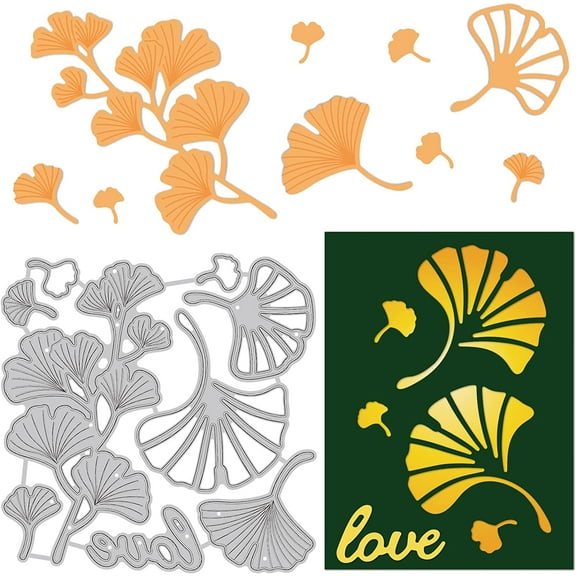 Ginkgo biloba Leaves Metal Cutting Dies Die Cuts for DIY Scrapbooking Festival Birthday Wedding Cards Making Album Envelope Decoration Matte Platinum for DIY