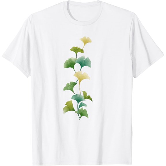 Ginkgo biloba green leaves T-Shirt men and women can wear, black, white, gifts