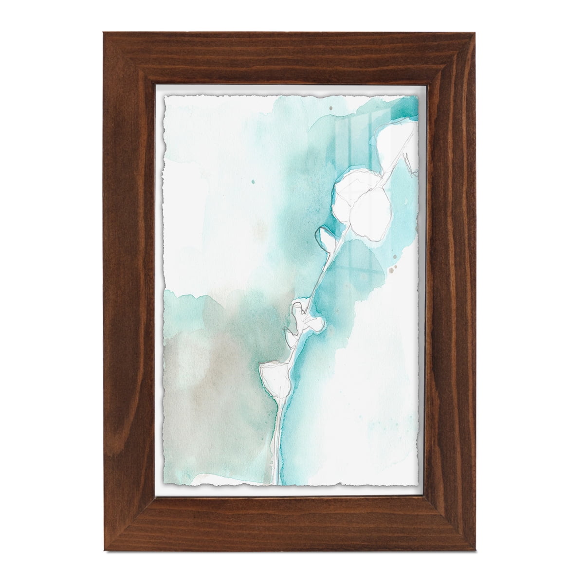 Ginkgo on Dusty Teal VII - Framed Print w/glass - Chestnut