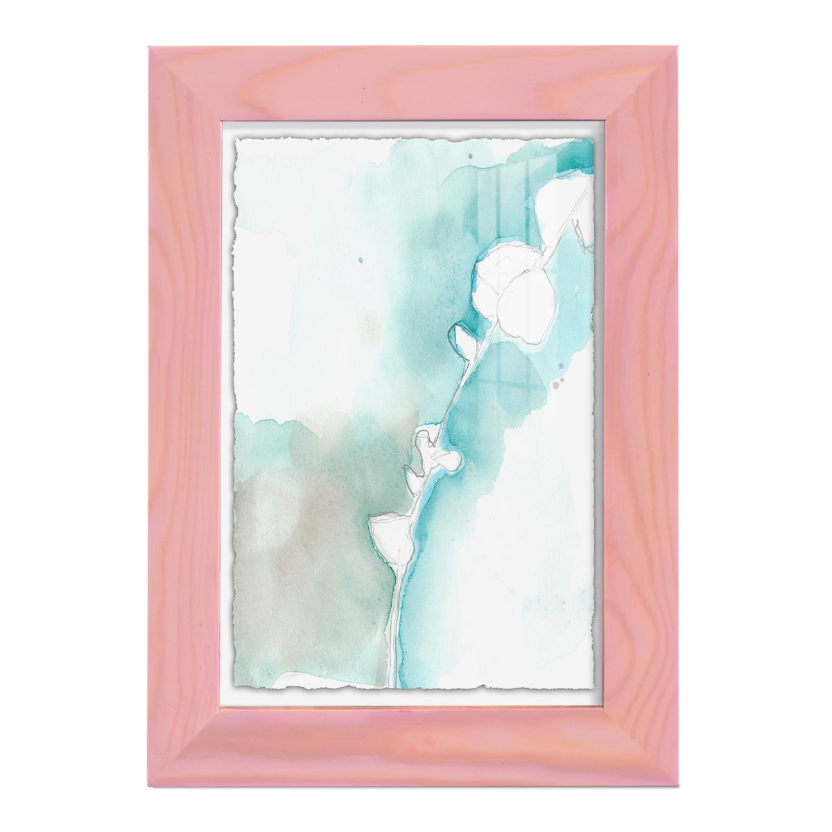Ginkgo on Dusty Teal VII - Framed Print w/glass - Sunset Pink
