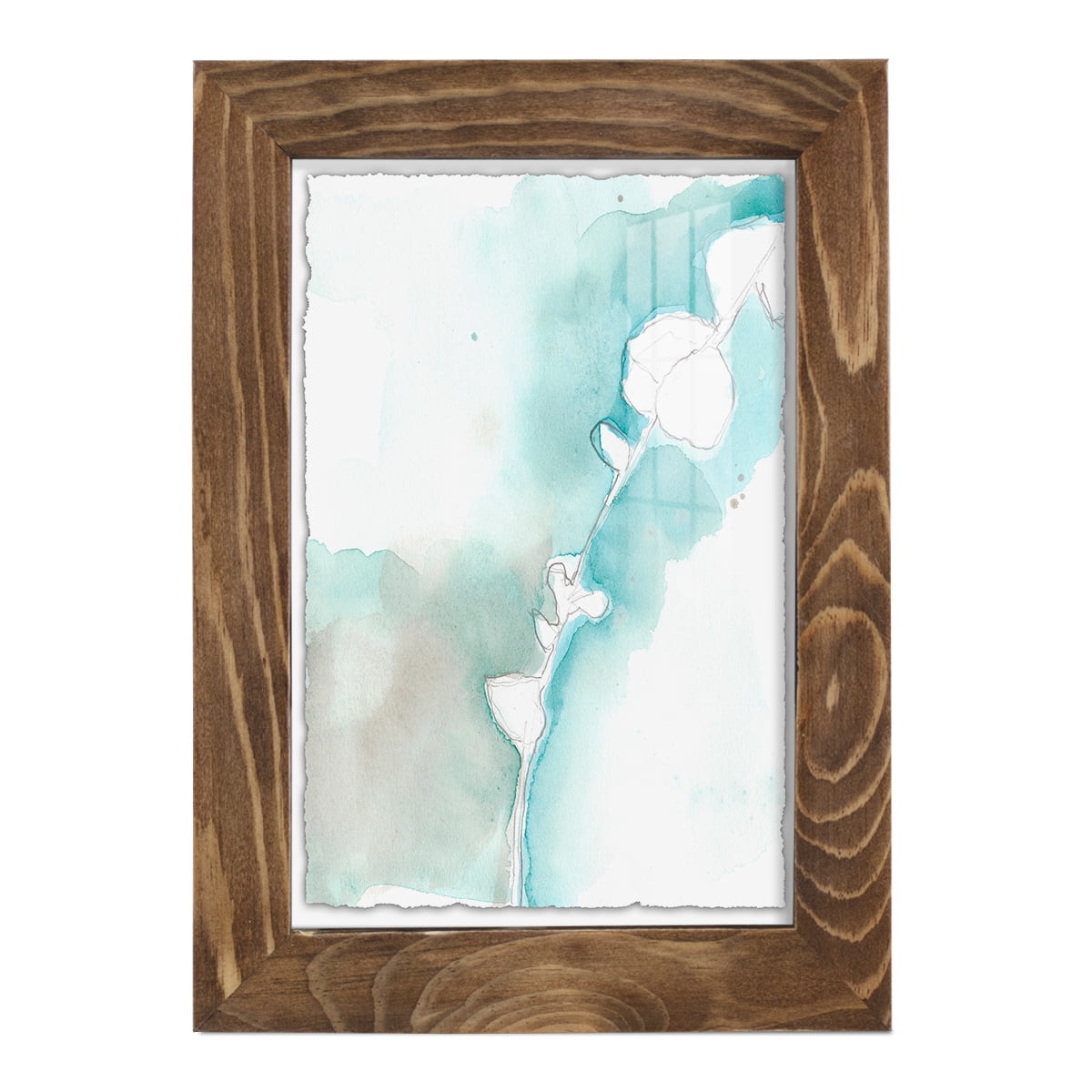 Ginkgo on Dusty Teal VII - Framed Print w/glass - Walnut