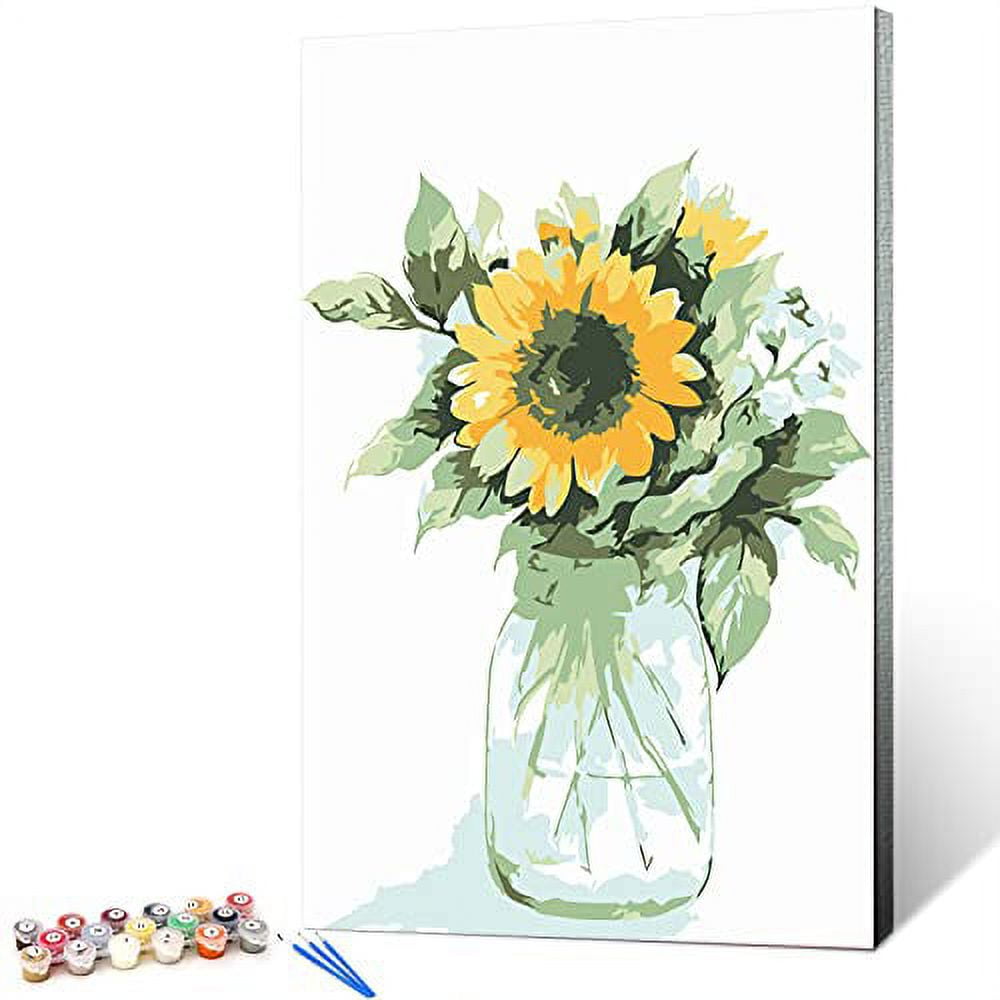 cupmod 2 Pack Framed Paint by Number for Kids Ages 8-12,Easy DIY Acrylic  Flower Watercolor Paint by Numbers Kits on Canvas,Paint by Number for  Adults