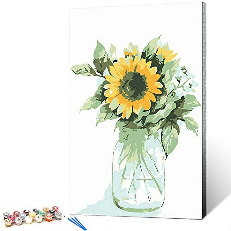  Ginkko Paint by Numbers for Adults Beginner & Kids Ages 8-12  with Wooden Frame Easy Acrylic on Canvas 9x12 inch with Paints and Brushes,  vase Flower(Include Framed) : Home & Kitchen