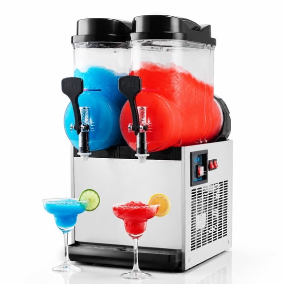 Ginkman Commercial 30L Slushie Machine,2-Tank 8 Gal Stainless Steel Frozen Drink Maker, Margarita Smoothie Slushy Maker for Bars, Restaurants, Cafes, Parties