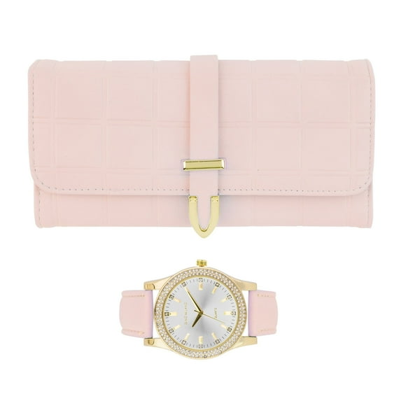 Gino Milano Women's Luxury Watch & Matching Leather Wallet Set – Elegant Gold Timepiece with Stylish Tri-Fold Clutch