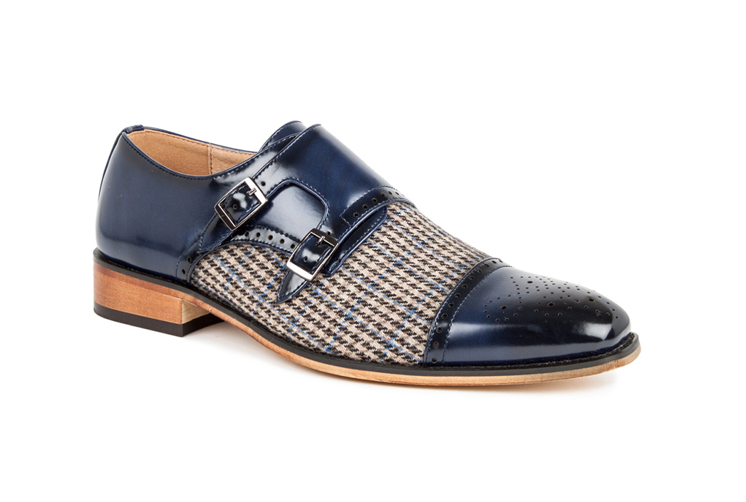 Gino Vitale Double Monk Strap Houndstooth Medallion Cap Toe Dress Shoes - image 1 of 3