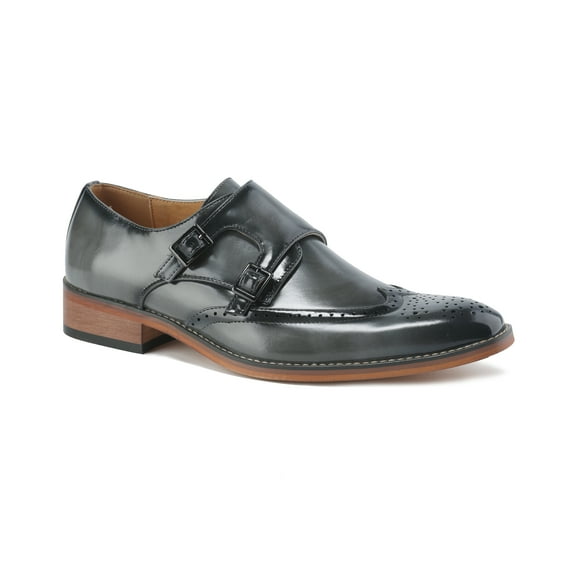 Gino Vitale Men's Monk Strap Brogue Dress Shoes