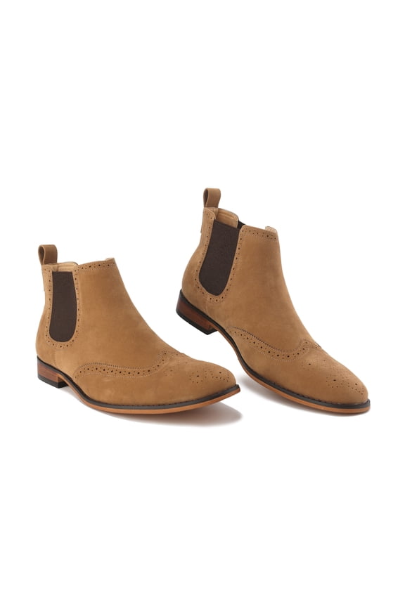 Men's Slip On Wing Tip Chelsea Boots 