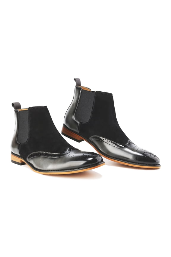 Men's Wingtip Brogue Two-Tone Chelsea Boots 