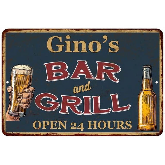 Gino's Green Bar and Grill Sign 16 x 24 Matte Finish Metal 116240044142