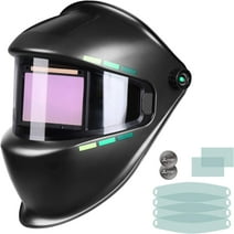 Ginour Welding Helmet Professional Solar Powered Welding Mask True Color 1/1 Large View Auto Darkening, 4 Arc Sensors Wide Shade & 6 Delding Mask Lens