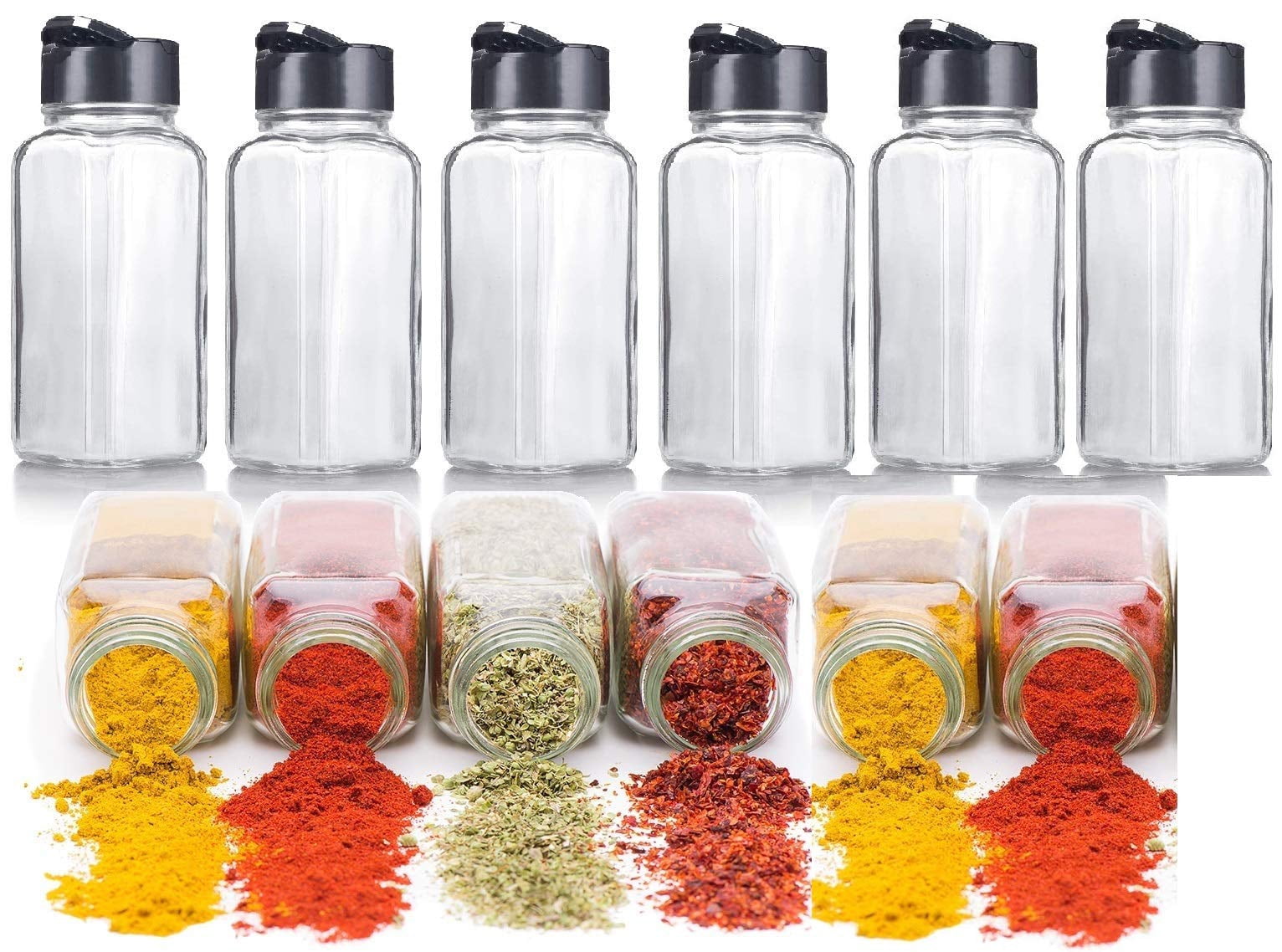 Ginoya Brothers Square Spice Jars, Spice Shaker/Pourer With Lid 120