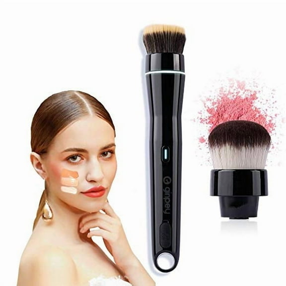 Ginpey Electric Makeup Brush, USB Rechargeable, Soft Synthetic Bristles, Smart Button Switch, Compatible with Liquid/Creme/Loose/Pressed Powder, for Foundation/Blush/BB Cream Application