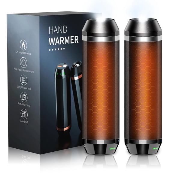 Ginpey  Hand Warmers& Power Bank with Flashlight - 5000mAh*2pcs in Pack Portable USB,Black