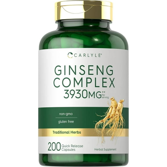 Ginseng Extract Complex | 3930mg | 200 Capsules for Men and Women | by Carlyle