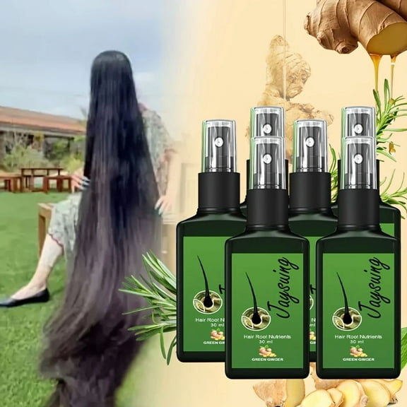 Ginseng & Ginger Hair Serum Spray - Ginger Hair Care Essential Oil & Spray, Biotin Hair Serum, 1.05oz Herbal Moisturizing for All Hair Types, Green Ginger Extract with Black Seed Oil & Argan Oil