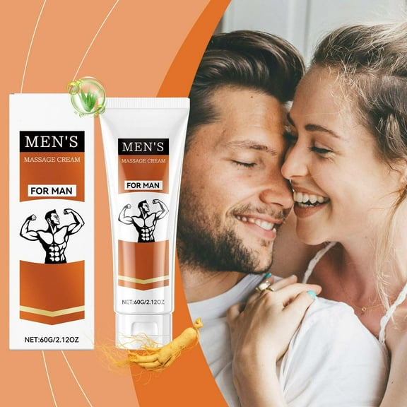 Ginseng Men's Massage Cream with Jojoba Oil Aloe Vera and Vitamin E, Men's Muscle Massage Treatment Cream, Moisturizing Suitable for All Skin Types Dry Skin Care 60g