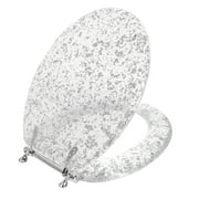 Ginsey Elongated Resin Decorative Toilet Seat with Chrome Hinges, Silver Foil