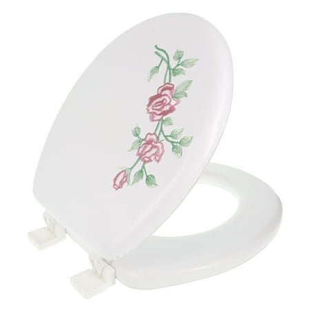 Ginsey Round Embroidered Soft Toilet Seat, Rose Garden