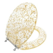 GINSEY HOME SOLUTIONS Ginsey Round Resin Decorative Toilet Seat with Chrome Hinges, Gold Foil