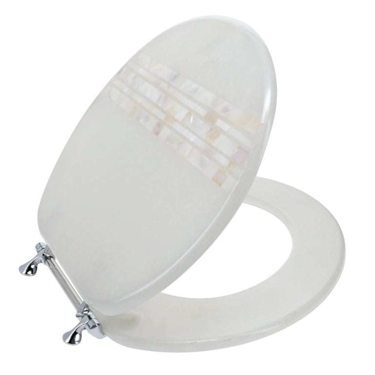 Ginsey Round Resin Decorative Toilet Seat with Chrome Hinges