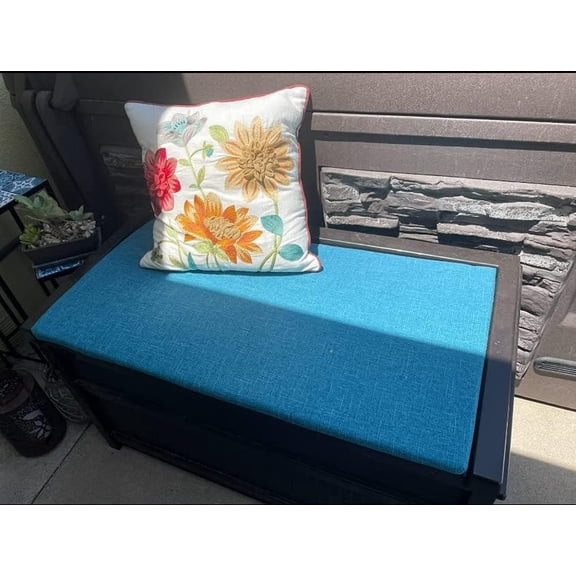 Ginsimar Custom Size Cushions for Outdoor/Indoor Patio Furniture Dinning , Storage , Bed Room  End of Bed, Shoe Rack, with Thick Upholstery Foam (Turquoise, 70 x 16 x 2 Inch)