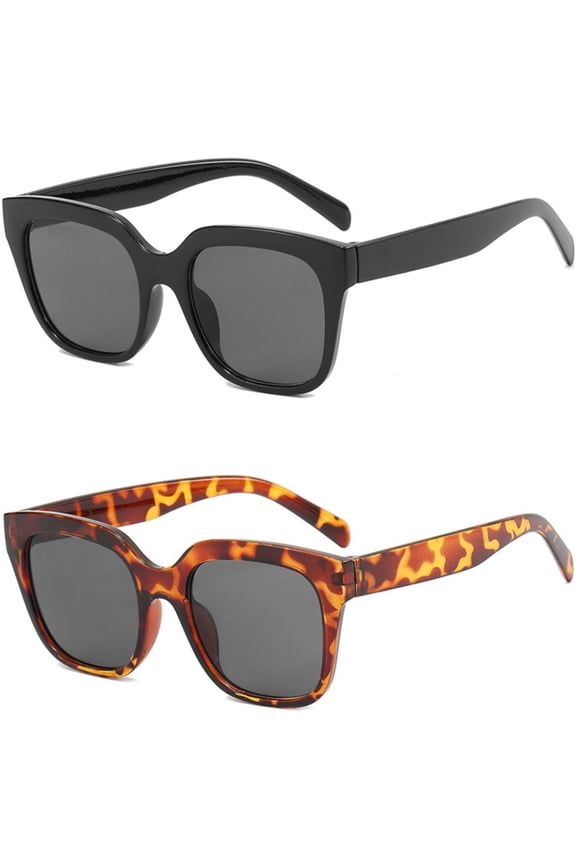 2 Packs Trendy Square Sunglasses for Women Outdoor Fashion Sun Glasses