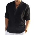thumbnail image 1 of Ginsiom Men's Cotton Linen Shirt Long Sleeve Henley Shirts Hippie Beach T Shirts for Men, 1 of 5