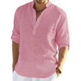 thumbnail image 1 of Ginsiom Men's Cotton Linen Shirt Long Sleeve Henley Shirts Hippie Beach T Shirts for Men, 1 of 5