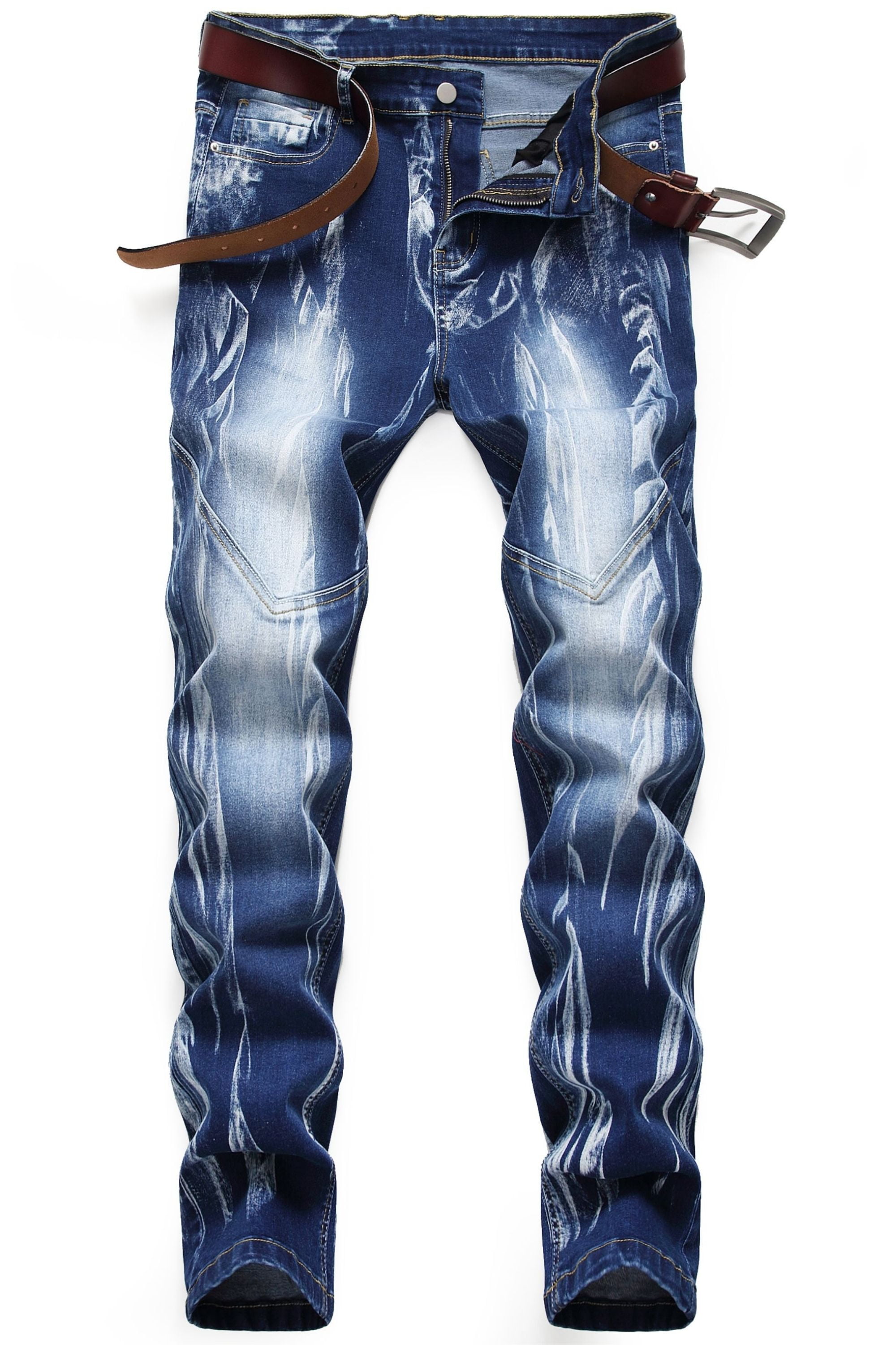 Ginsiom Mens Jeans Slim Fit Stretch Skinny Straight Leg Denim Pants ...
