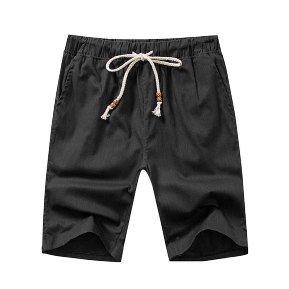 Ginsiom Mens Linen Shorts Casual Fit Summer Beach Shorts with Drawstring