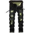 thumbnail image 1 of Ginsiom Mens Slim Fit Ripped Jeans Distressed Printed Denim Pants, 1 of 6