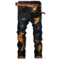 thumbnail image 1 of Ginsiom Mens Slim Fit Ripped Jeans Distressed Printed Denim Pants, 1 of 6