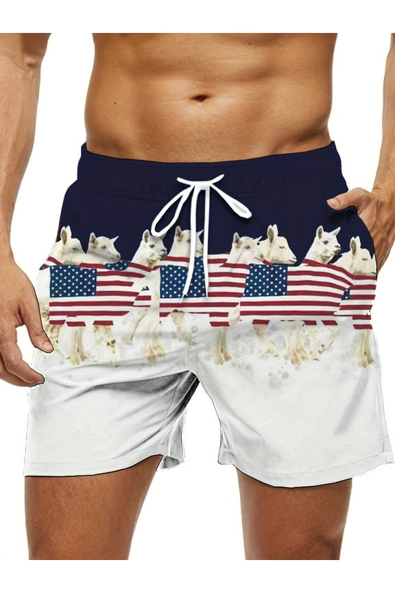 Mens Swim Trunks American Flag Quick Dry Board Shorts Swimwear Beach Shorts