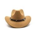 thumbnail image 1 of Ginsiom Western Cowboy Hat for Men Women Roll Up Felt Cowgirl Hat with Belt Buckle, 1 of 4