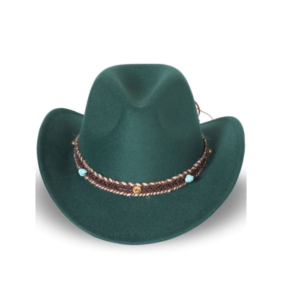 Ginsiom Western Cowboy Hat for Men Women Roll Up Felt Cowgirl Hat with Belt Buckle