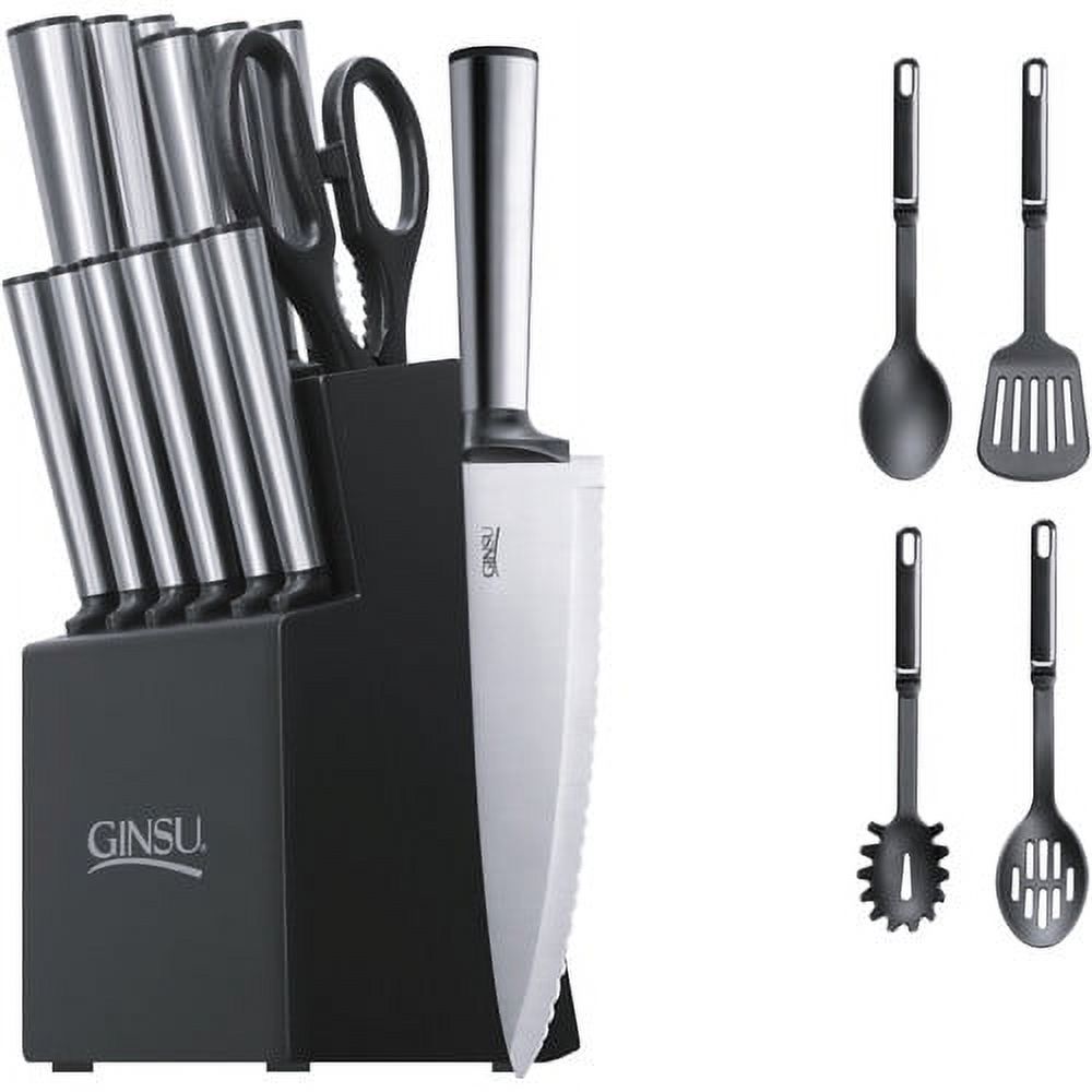 Ginsu 18pc Black Koden Knife Block Set with Utensils