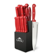 Ginsu®Kiso® 14 Piece Red Set with Black Block