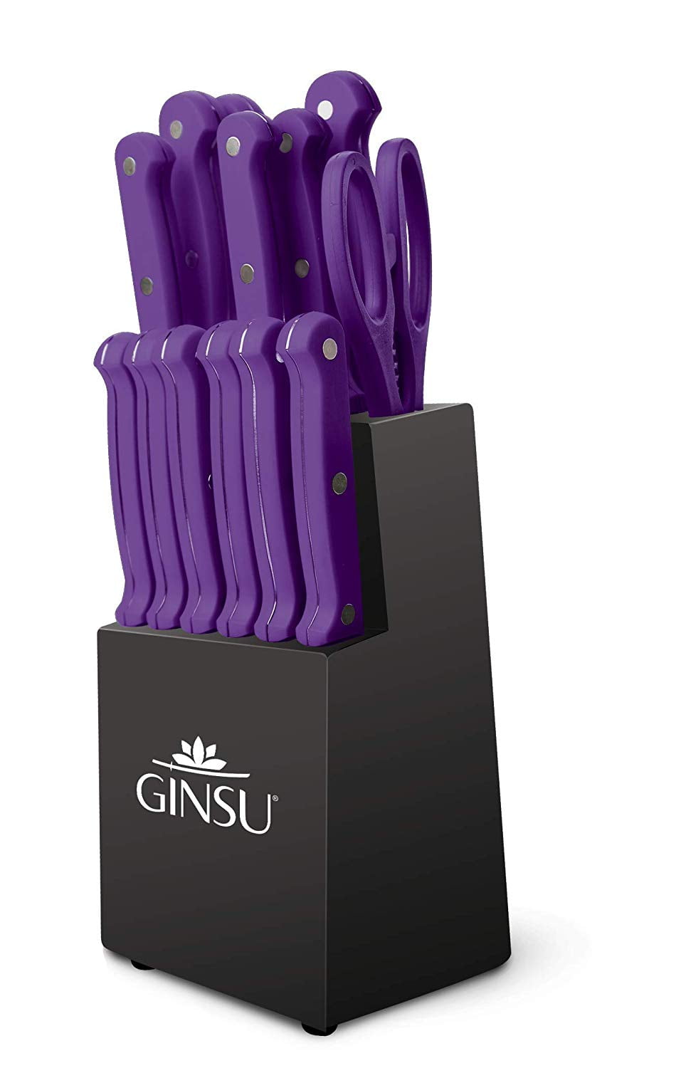 Ginsu®Kiso® 14 Piece Purple Set with Black Block