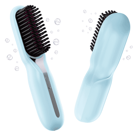 Clearance Gintenco Cordless Hair Straightener, Ceramic Mini Hair Straightener Brush, Anti-scald design, Temperature Control and LED Display for Women, Blue.