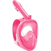 Gintenco Full Face Snorkel Mask, Kids Diving Mask with Innovated Anti- Leak System, Snorkeling Gear 180 Panoramic View with Removable Camera Mount Pink