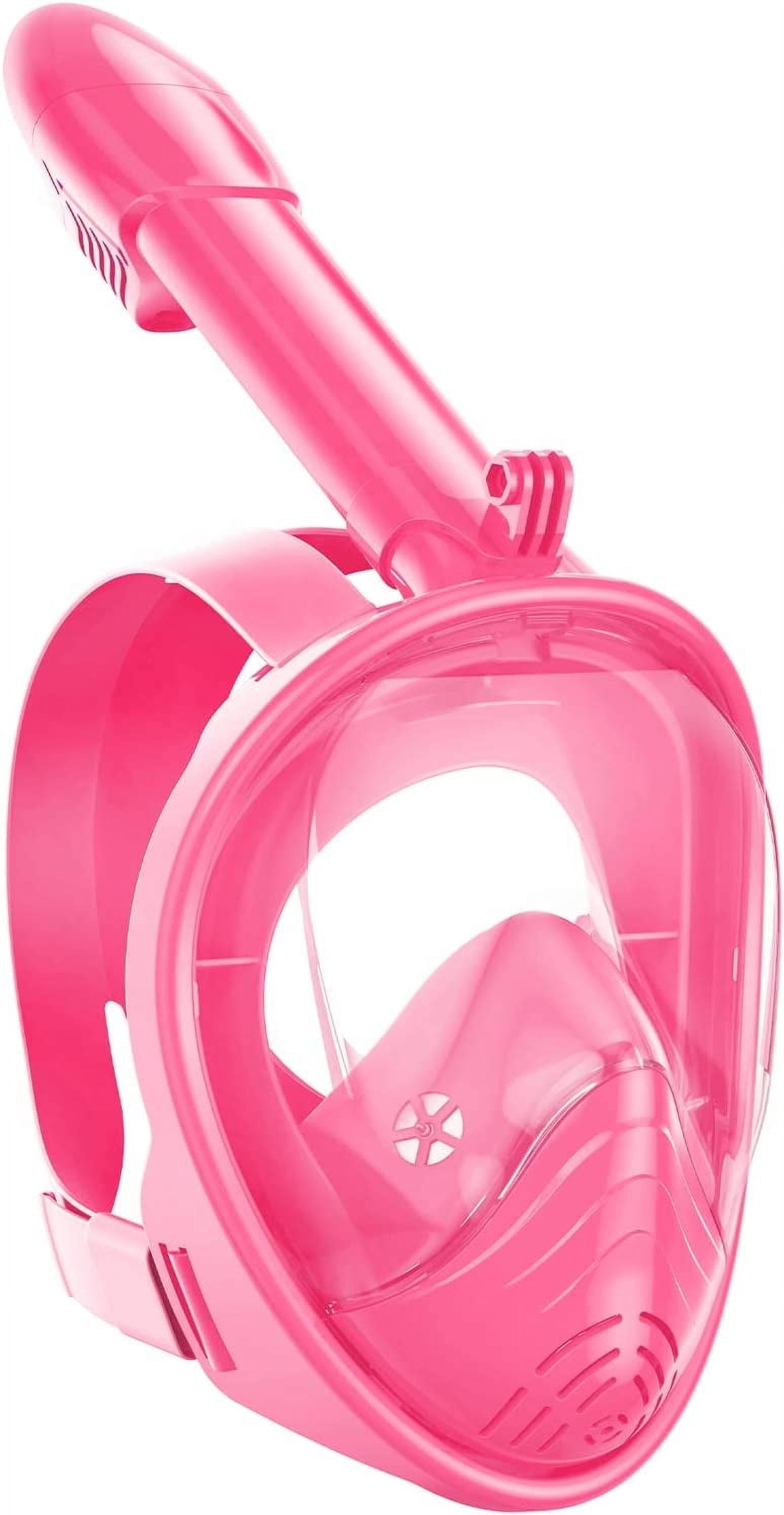 Gintenco Full Face Snorkeling Mask, kids Dive Mask with Innovative Leakage Protection System, 180 Panoramic Snorkeling Gear with Removable Camera Mount Pink