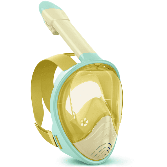 Gintenco Full Face Snorkeling Mask, kids Dive Mask with Innovative Leakage Protection System, 180 Panoramic Snorkeling Gear with Removable Camera Mount Yellow