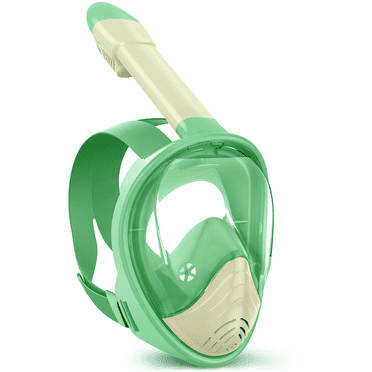 Gintenco Full Face Snorkeling Mask, kids Dive Mask with Innovative Leakage Protection System, 180 Panoramic Snorkeling Gear with Removable Camera Mount cyan