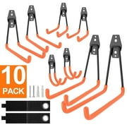 Gintenco Garage Hooks, 10 Pack Steel Heavy Duty Garage Storage Hooks with Anti-Slip Coating, Utility Garage Wall Mount Hooks for Hanging Bike, Ladder and Garden Tools