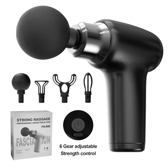 Gintenco Mini Travel Handheld Massage Gun with 4 Heads, Quiet Portable Fascia Massager