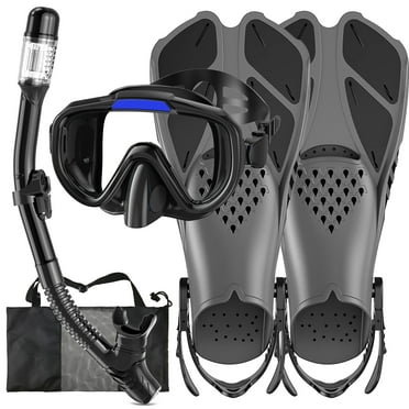 Gintenco Snorkel Set for Adult,4 in 1 Snorkel Set with Panoramic View,snorkeling gear for adults,Snorkeling and Travel Bag for Swimming BK-S