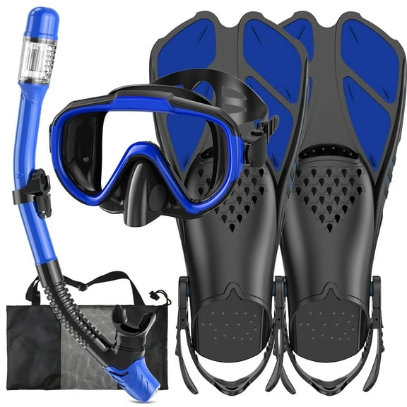 Gintenco Snorkel Set for Adult,4 in 1 Snorkel Set with Panoramic View,snorkeling gear for adults,Snorkeling and Travel Bag for Swimming BL-S