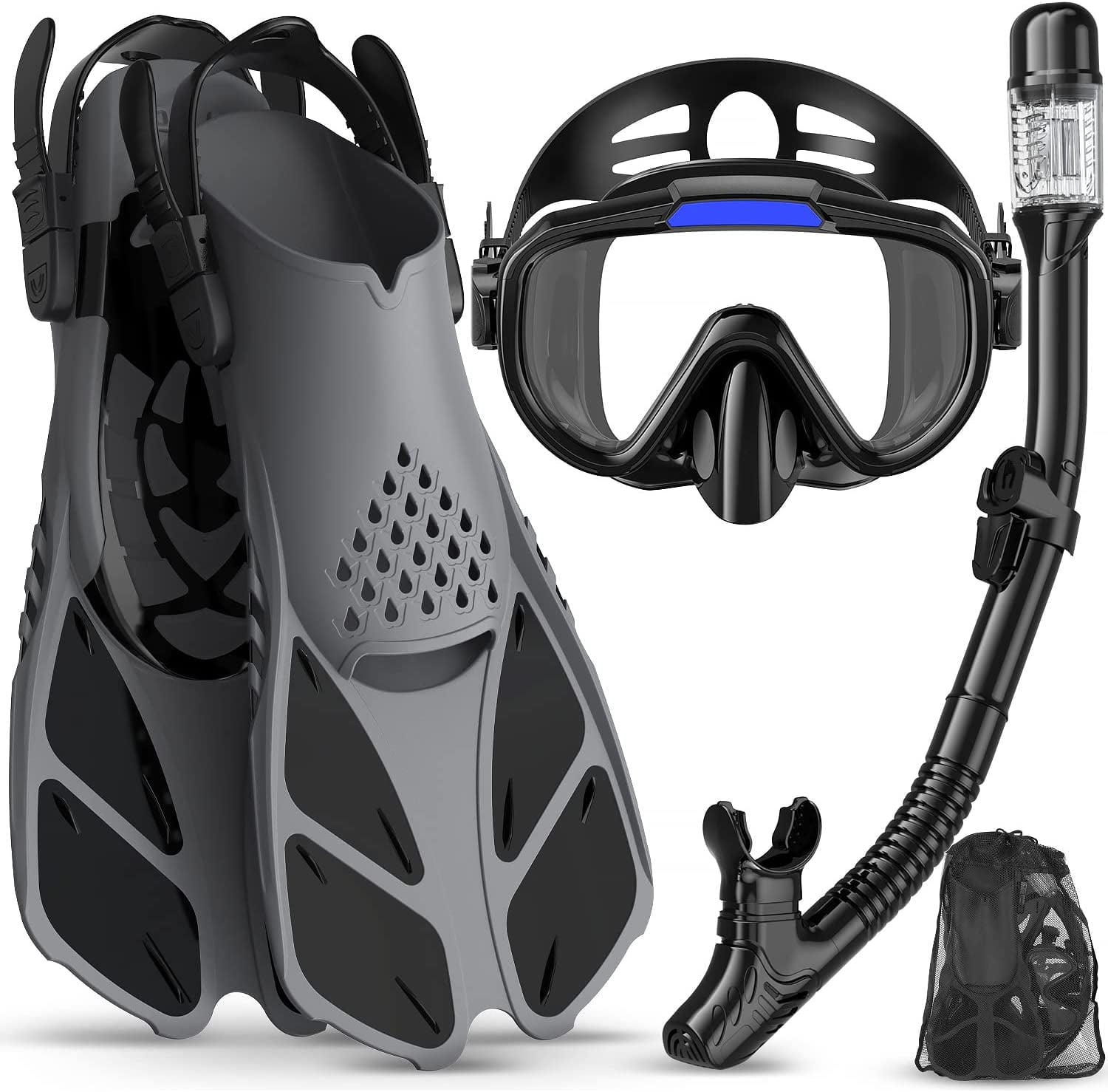 Gintenco Snorkeling Gear for Adults Men Women,4 in 1 Snorkel Set with