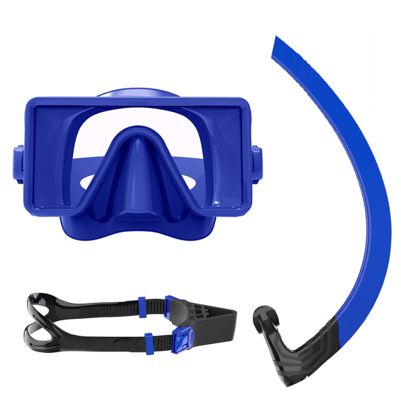 Gintenco Swimming Goggles with Nasal Mask, Anti-fog Waterproof Swimming Snorkel, One-way Exhaust Valve Swimmer's Snorkel for Swimming Training Snorkeling,blue+blue